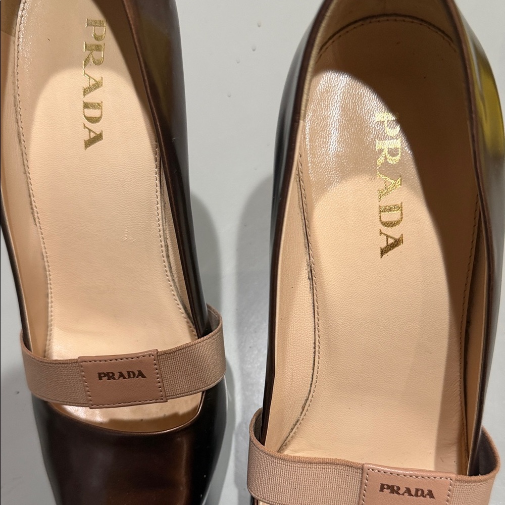 Prada Women's Metallic Brown Loafers - Picture 6 of 8